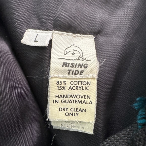 Rising Tide Handwoven Jacket‎ Womens Large Black Rainbow Tassel Fringe Guatemala - Picture 5 of 5